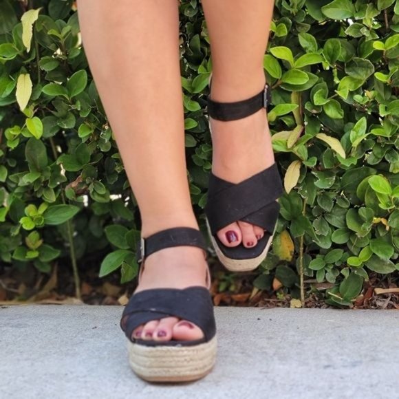 Shoes Women Ankle Strap Black Wedge Espadrille Poshmark